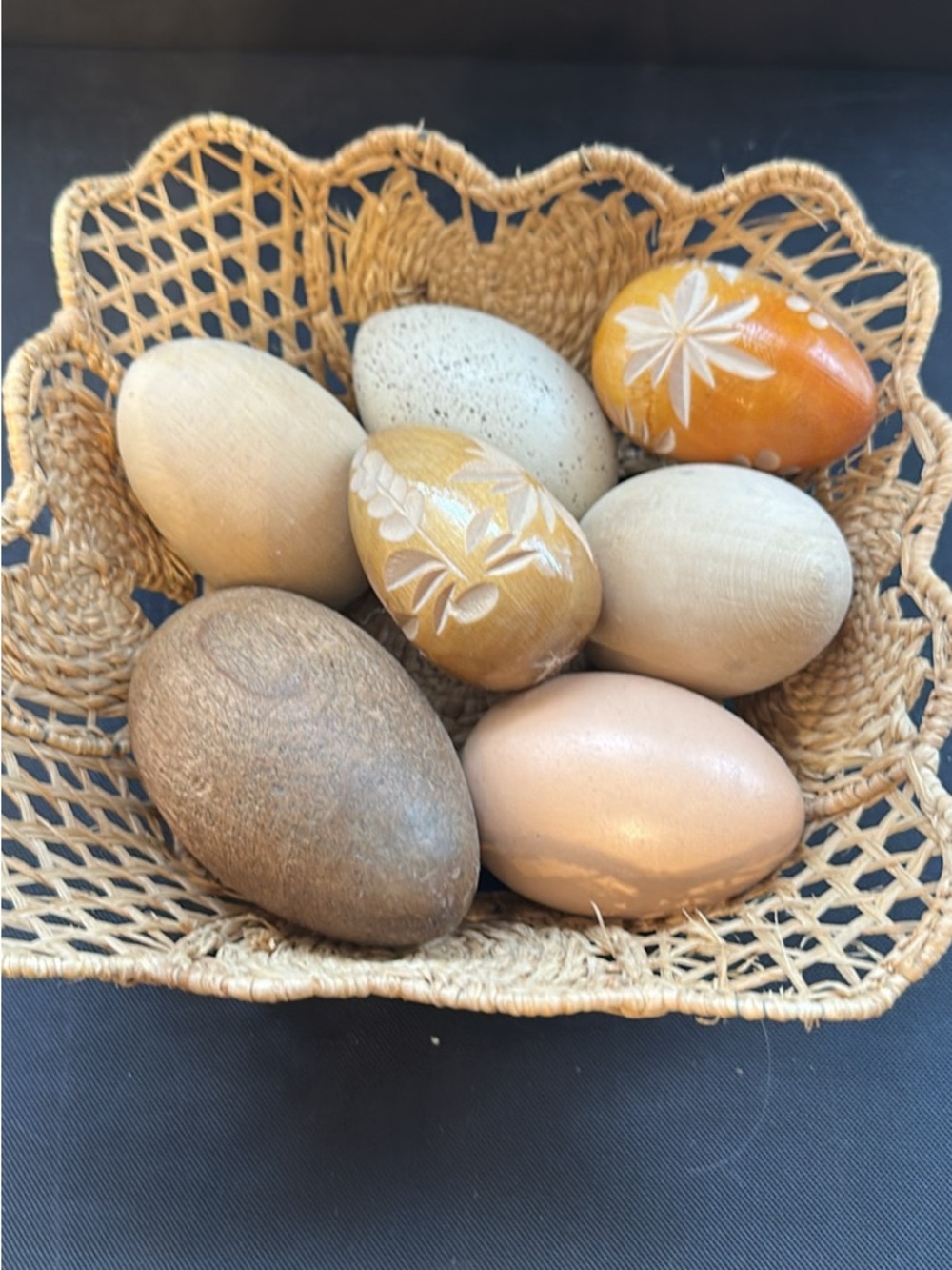 Handcrafted Decorative Wood Eggs - Natural & Warm Tones